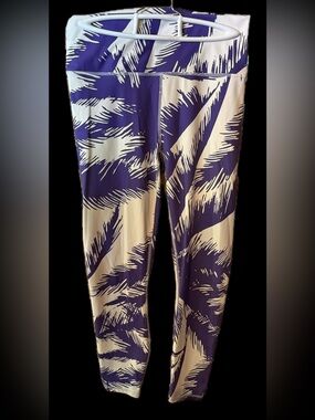 Fabletics Pure Luxe Purple and Cream Abstract Print Leggings